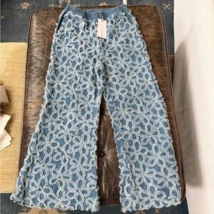 Anniewear by Three Bird Nest - Blue Floral Wide Leg Jeans